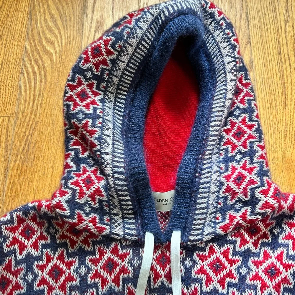 Golden Goose Red, White and Blue Wool Mohair Hooded Sweater.  Like New! - Picture 2 of 8